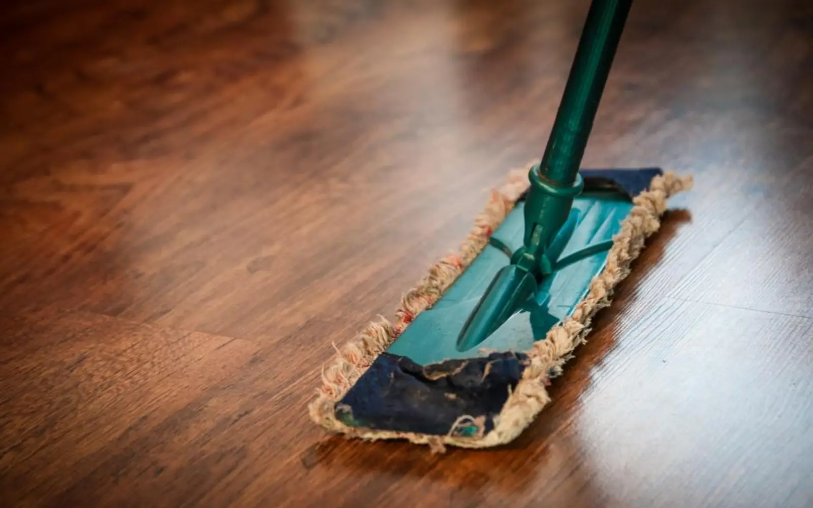 A mop on a wooden floor